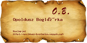 Opoldusz Boglárka névjegykártya